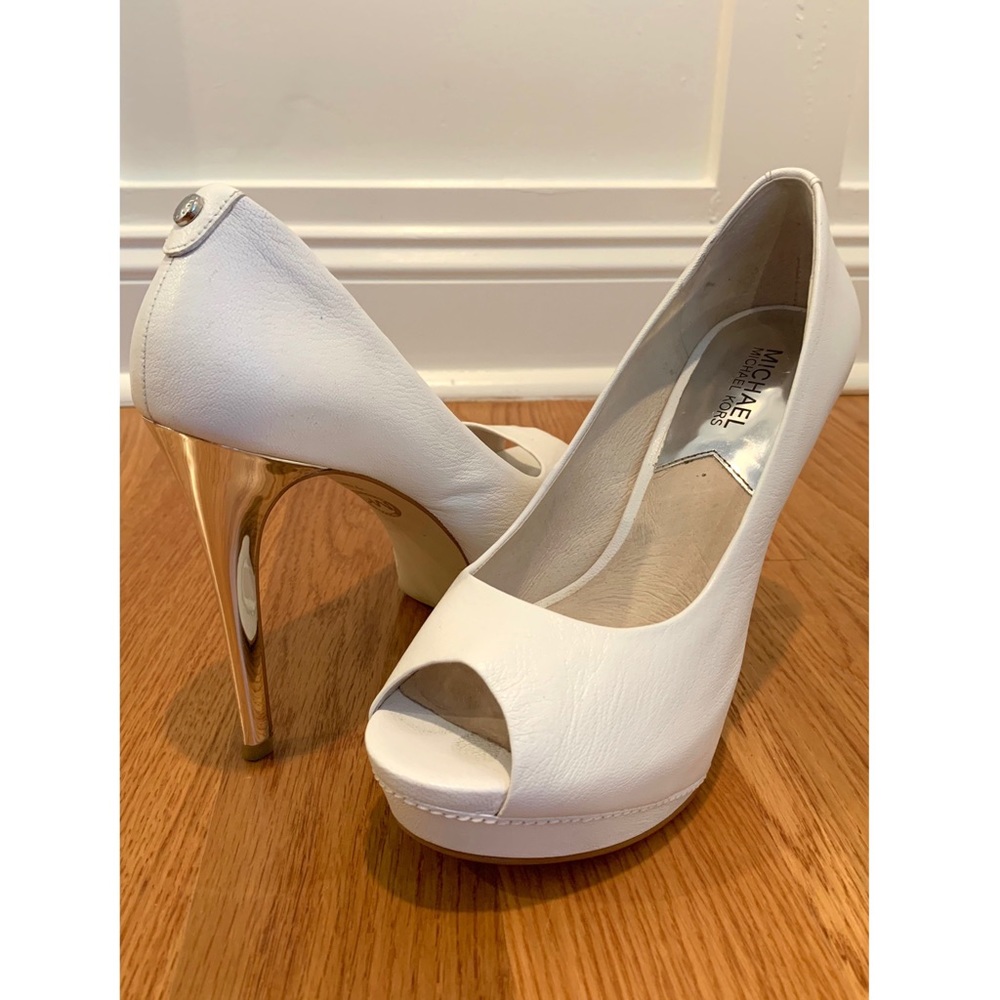 White Michael Kors Peep Toe Heel Stiletto Josie